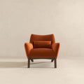 Brayden Mid Century Modern Burnt Orange Velvet Armchair Burnt Orange Brown Velvet Wood Solid Wood,Velvet