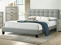 Contemporary 1Pc California King Size Bed Grey Polyfiber Tufted Headboard Platform Bedframe Bedroom Furniture Box Spring Not Required California King Grey,Light Gray Wood Bedroom Modern,Transitional