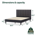 Upholstered Platform Bed Square Stitch Full Grey Wood Upholstered