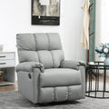 Homcom Rocker Recliner Chair With Overstuffed Back And Seat, Faux Leather Manual Reclining Chair With Footrest And 360 Swivel Rotation Base For Living Room, Gray Gray Polyester