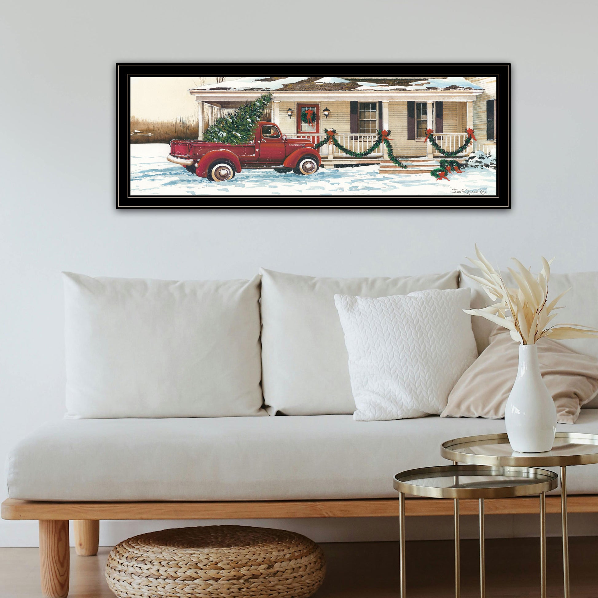 Preparing For Christmas Black Framed Wall Art For Living Room, Bedroom Wall Art Print For Home Decor By John Rossini Multicolor Wood Paper