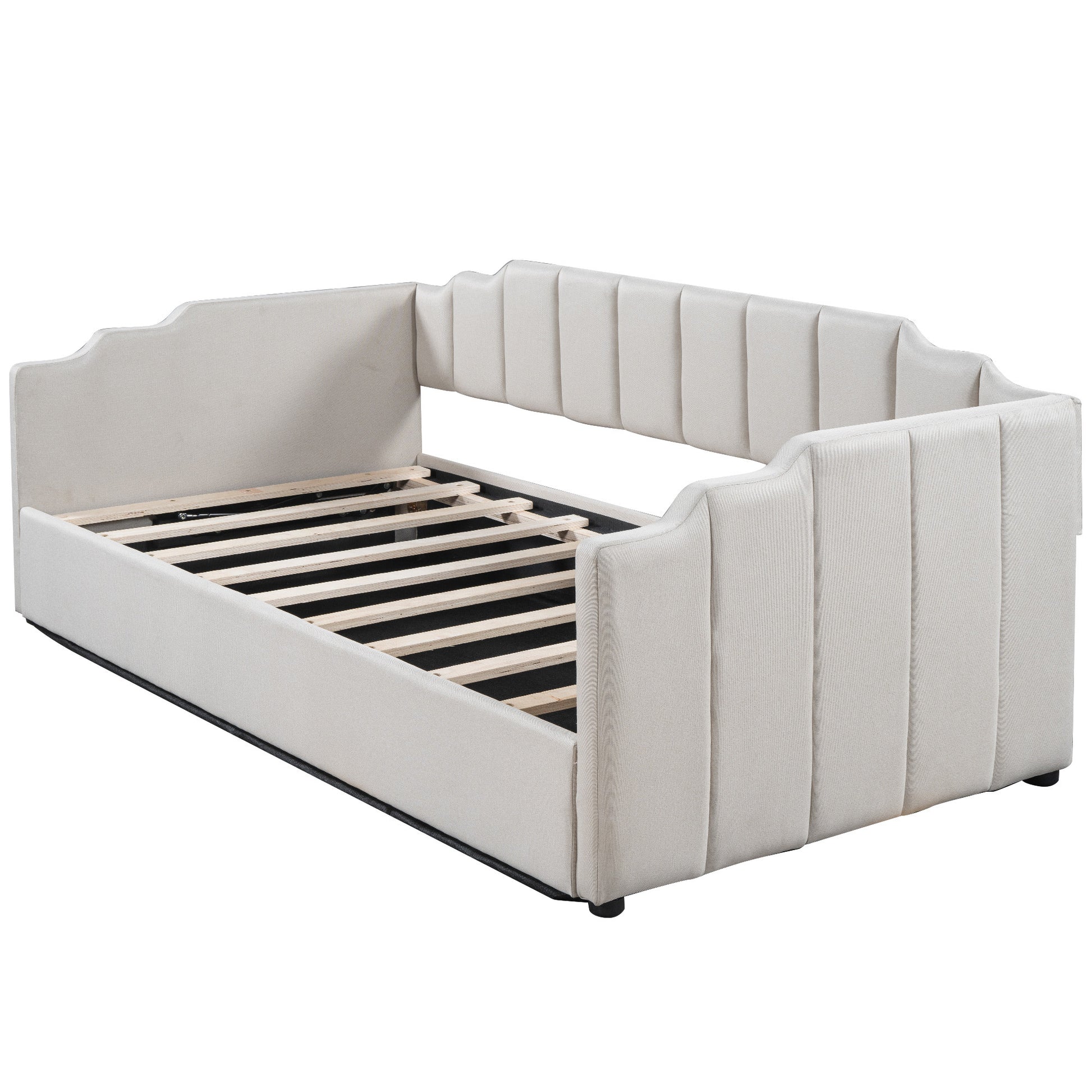 Upholstered Daybed With Underneath Storage,Twin Size, White Twin White Upholstered