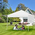 17 X 10 Feet Foldable Pop Up Canopy With Adjustable Dual Awnings White Oxford Fabric