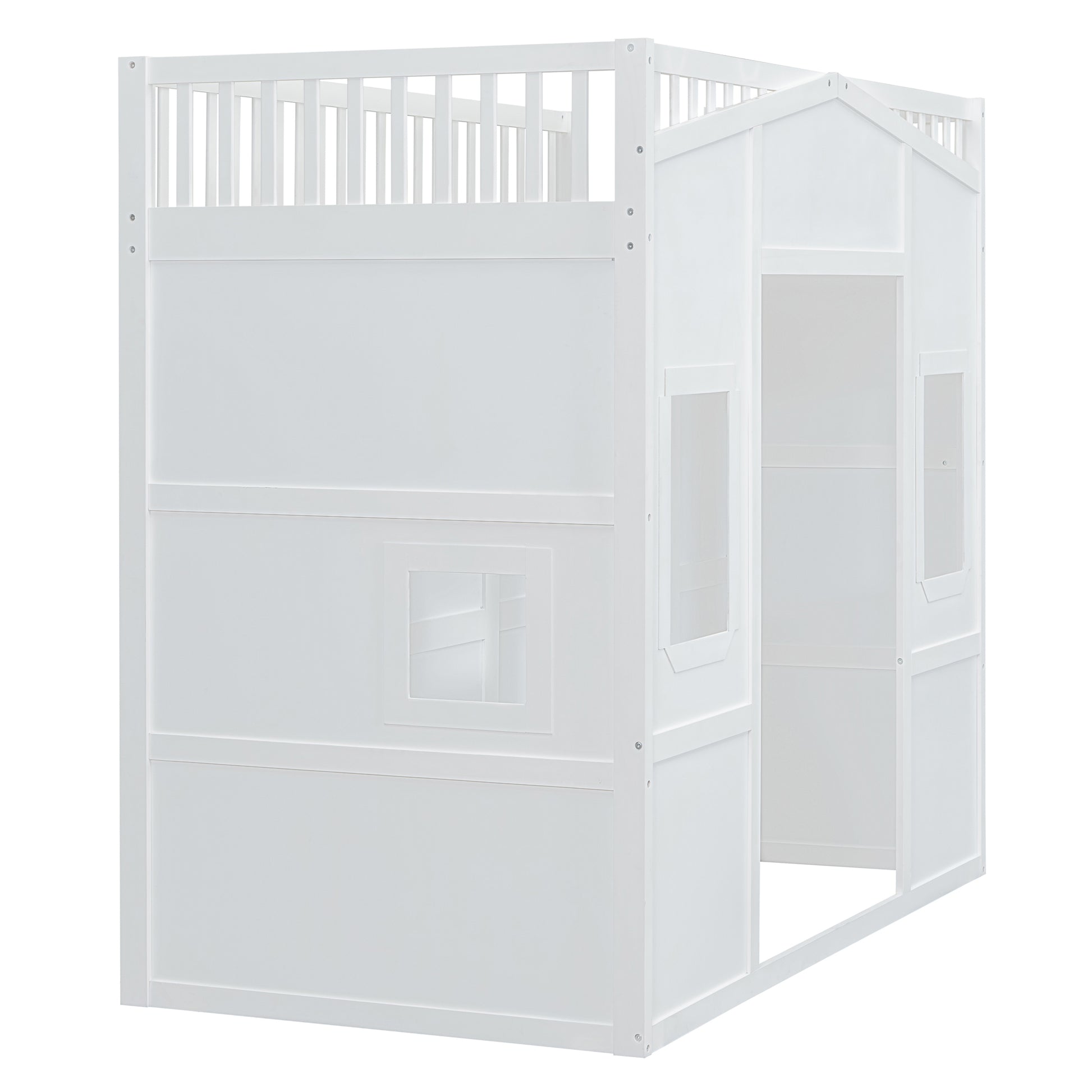 Twin Size House Loft Bed With Ladder And Wardrobe White Twin White Solid Wood