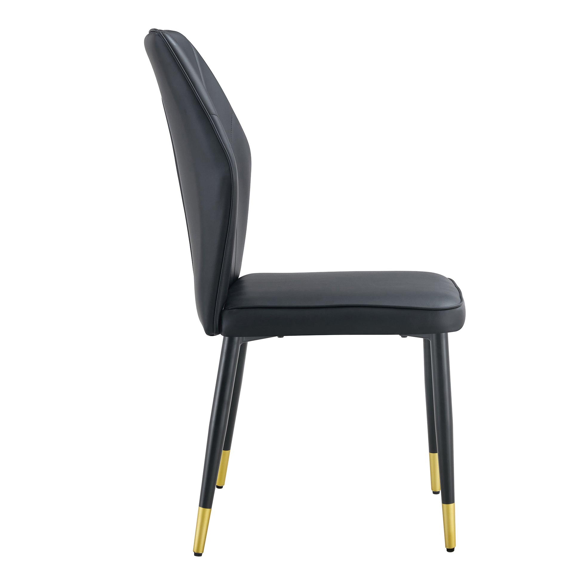 4 Modern Dining Chairs With Stylish Pu Patterned Backrest And Black Metal Legs For A Comfortable Home Experience In The Kitchen, Bedroom And Office. Black Pu