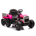 Ride On Tractor With Trailer,24V Battery Powered Electric Tractor Toy, 200W*2Motor 1.86 4.97Mph Remote Control,Electric Car For Kids,Three Speed Adjustable,Usb,Mp3 ,Bluetooth,Led Light, Safety Belt. Red 50 99 Lbs Polypropylene