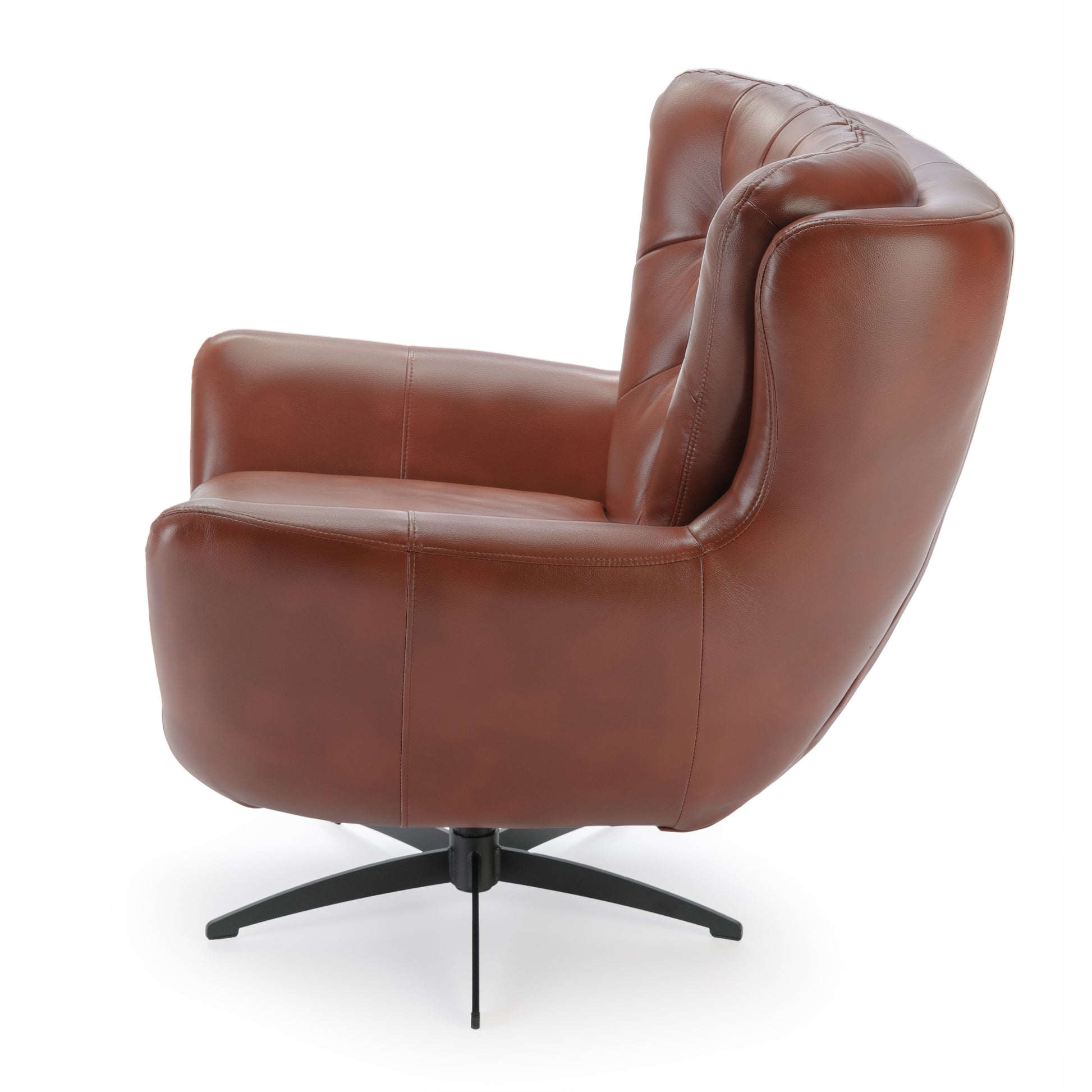 Calvin Caramel Tufted Faux Leather Swivel Chair Caramel Foam Faux Leather