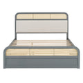 Queen Size Wooden Platform Bed With Trundle And 2 Drawers,Gray Queen Gray Solid Wood Mdf