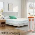 Full Size 10 Inch Cool Gel Memory Foam Innerspring Hybrid Mattress White Green Foam Spring Full
