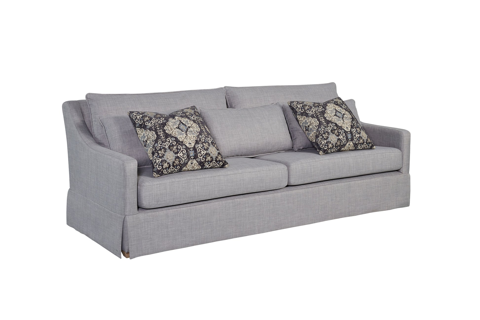 Sofa With Skirt And Reversable Cushions And 2 Pillows Light Gray Upholstered 3 Seat