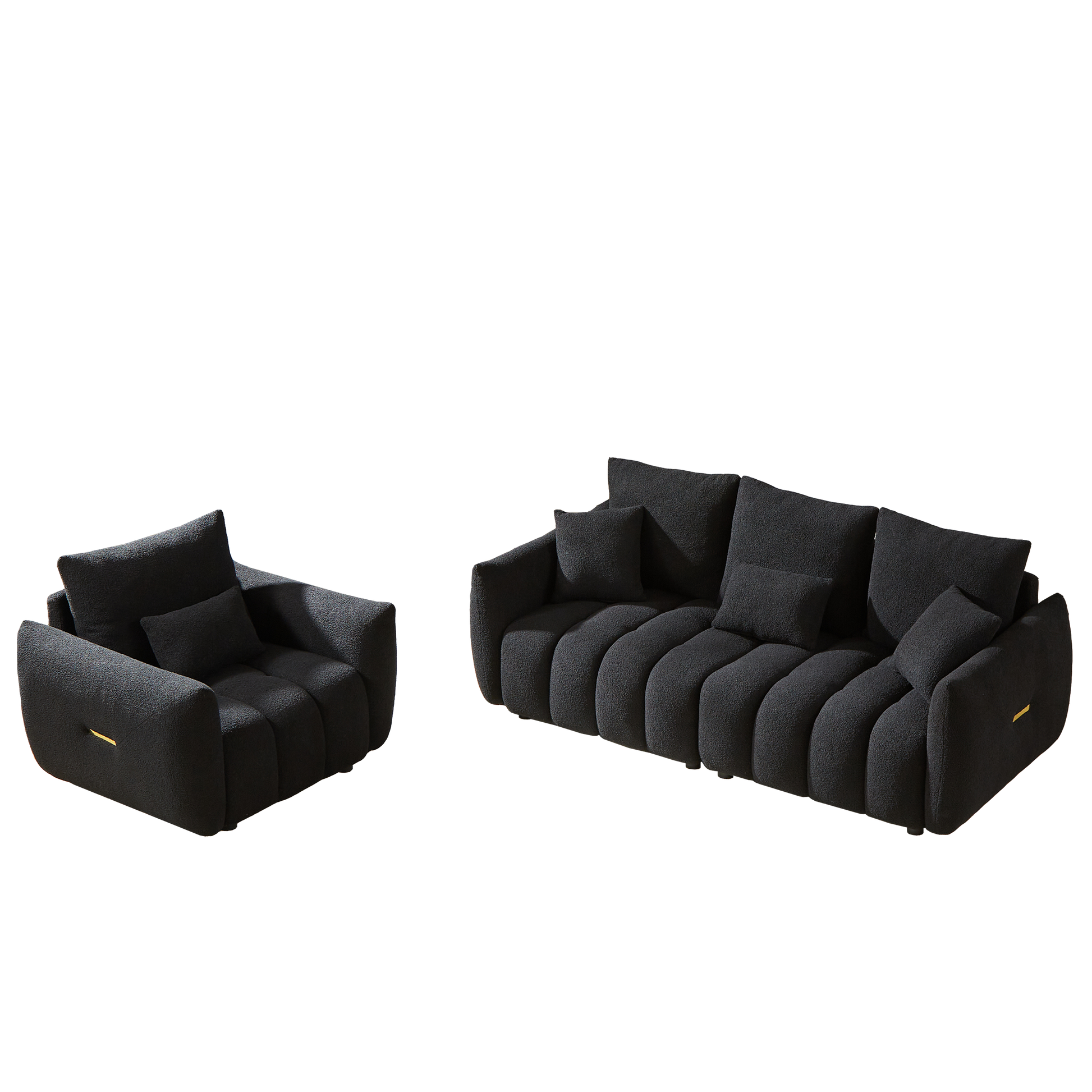 3 Seater 1 Seater Combo Sofa Modern Living Room Sofa, Teddy Sofa, Wooden Frame, 4 Cushions, Apartment Sofa Furniture Black Wood Primary Living Space Pine Foam Fabric 4 Seat