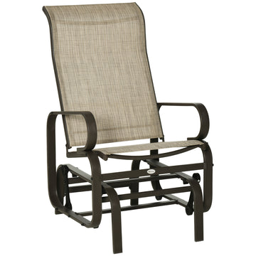 Outsunny Outdoor Glider Chair, Gliders For Outside Patio With Smooth Rocking Mechanism And Lightweight Construction For Backyard, Tan Brown Steel