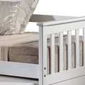White Slatted Armrest Twin Daybed With Roll Out Bed Box Spring Not Required Twin White Wood White Wood