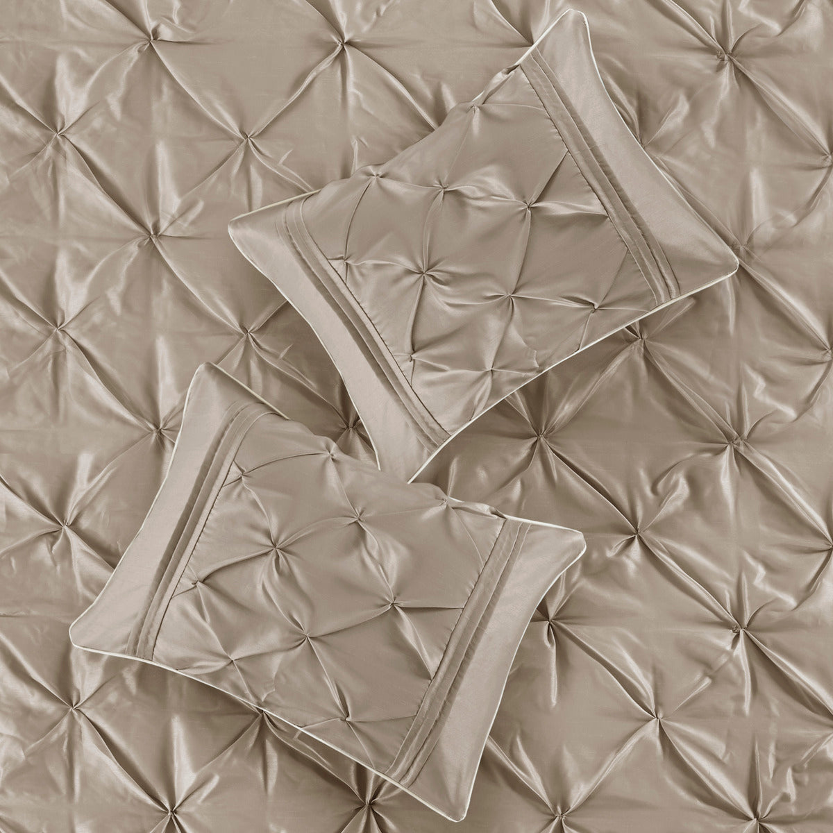 7 Piece Tufted Comforter Set Taupe King King Taupe Polyester