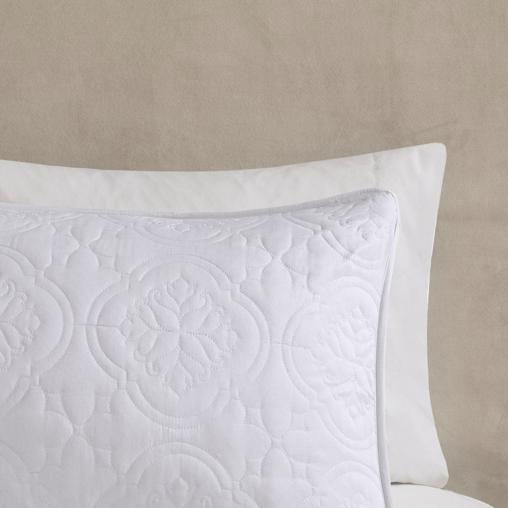 3 Piece Reversible Bedspread Set White King Cal King King White Polyester