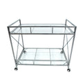 Bar Cart Silver Glass Metal