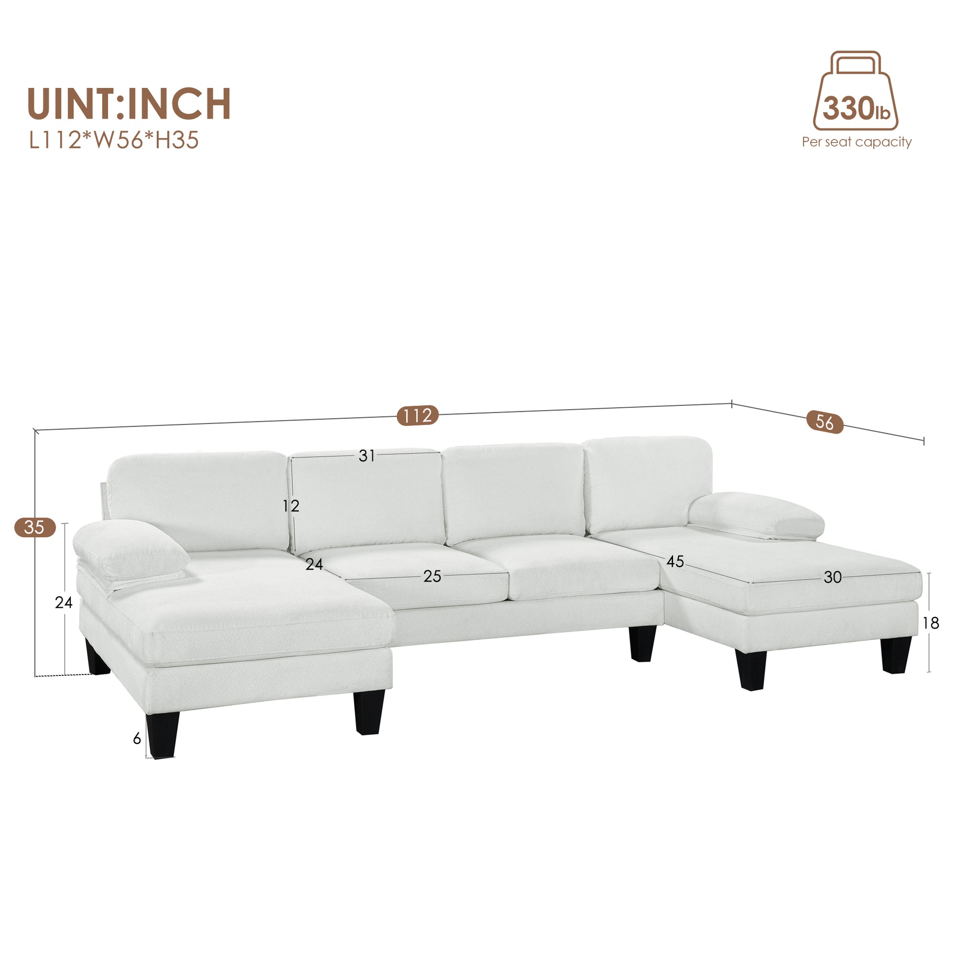 112*56" Granular Velvet Sofa,U Shaped Couch With Oversized Seat,6 Seat Sofa Bed With Double Chaise,Comfortable And Spacious Indoor Furniture For Living Room,Apartment,2 Colors Beige Velvet 6 Seat