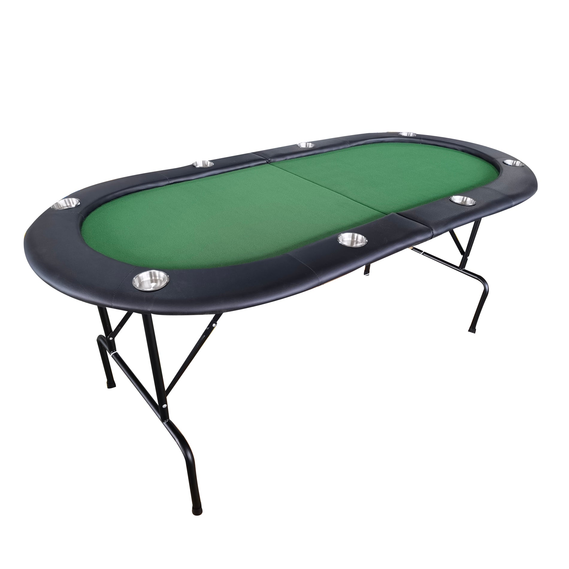 73Inch Oval Light Series Green Felt Foldable Poker Table Green Modern Metal