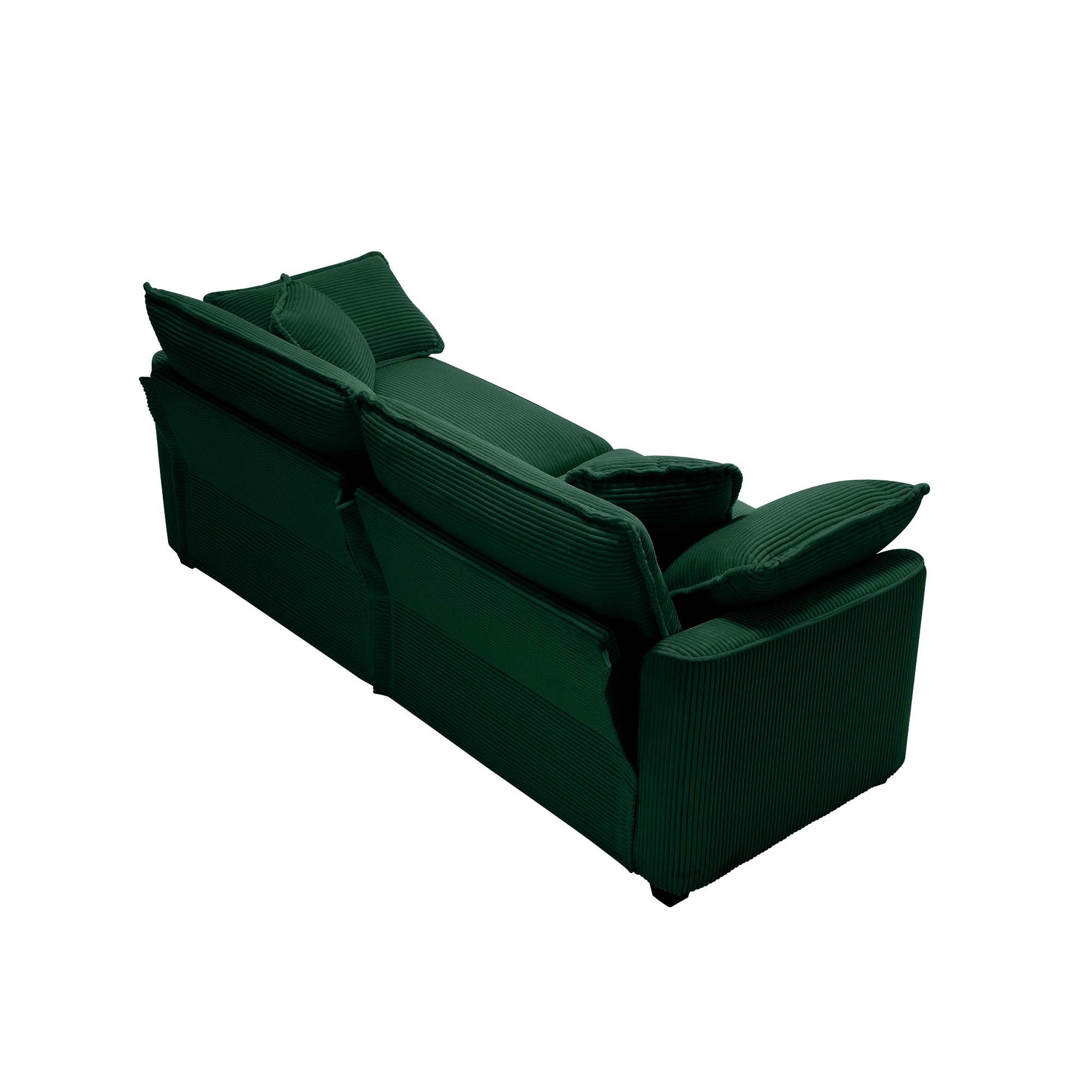 Modern Fabric Living Room Sofa Two Piece Set, Two 2 Seater Sofas With 8 Cushion Upholstery Large Deep Seat Recliner, Green Corduroy Fabric Green Corduroy 5 Seat