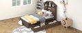 Twin Size Wood Platform Bed With House Shaped Storage Headboard And 2 Drawers, Walnut Box Spring Not Required Twin Walnut Wood Bedroom Solid Wood Mdf