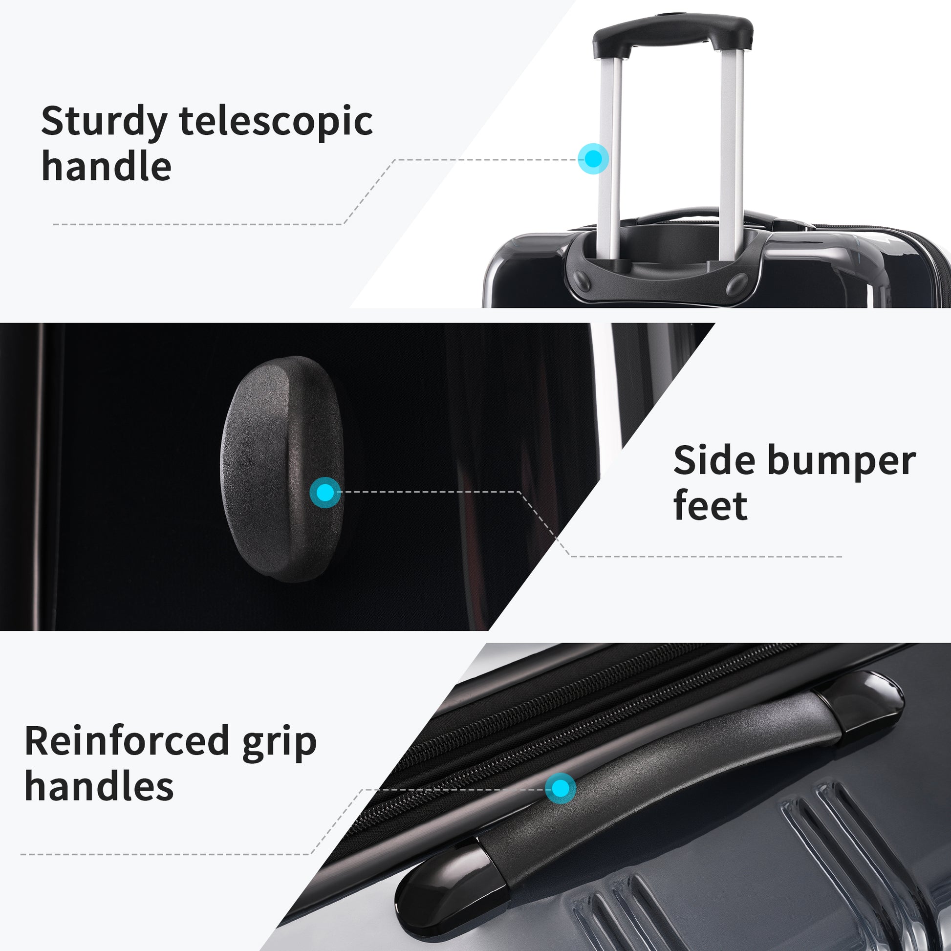 Hardshell Luggage Sets 3 Piece Gradient Color Expandable Suitcase With Spinner Wheels And Tsa Lock Lightweight 20" 24" 28" Available,Gradient Black Black Multi Pc