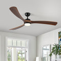 72 Inch Solid Wood Ceiling Fan With Lights And Remote Control Indoor Outdoor Ceiling Fan 3 Wooden Blades Modern Ceiling Fan For Porch Living Room Bedroom Antique Brown Solid Wood