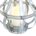 Transitional Metal Candle Holder With Rope And Glass Shade, Gray Gray Glass Metal