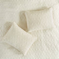 3 Piece Split Corner Pleated Quilted Bedspread Cream Queen Cream Polyester