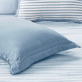 Reversible Yarn Dyed Stripe Down Alternative Comforter Set King White Blue Microfiber