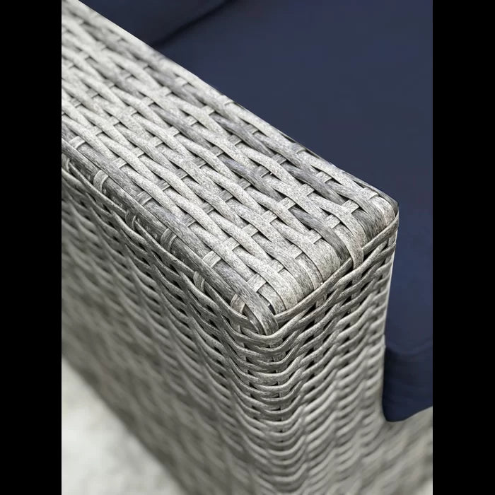 Stylish Rattan Wicker Fully Assembled 6 Person Seating Group With Premium Sunbrella Cushions Perfect For Outdoor Entertaining Dark Gray,Navy Blue Wicker