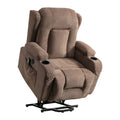 Power Lift Recliner Chair Recliners For Elderly With Heat And Massage Recliner Chair For Living Room With Infinite Position And Side Pocket,Usb Charge Port Brown Brown Power Push Button Soft Heavy Duty Cotton Wood Metal