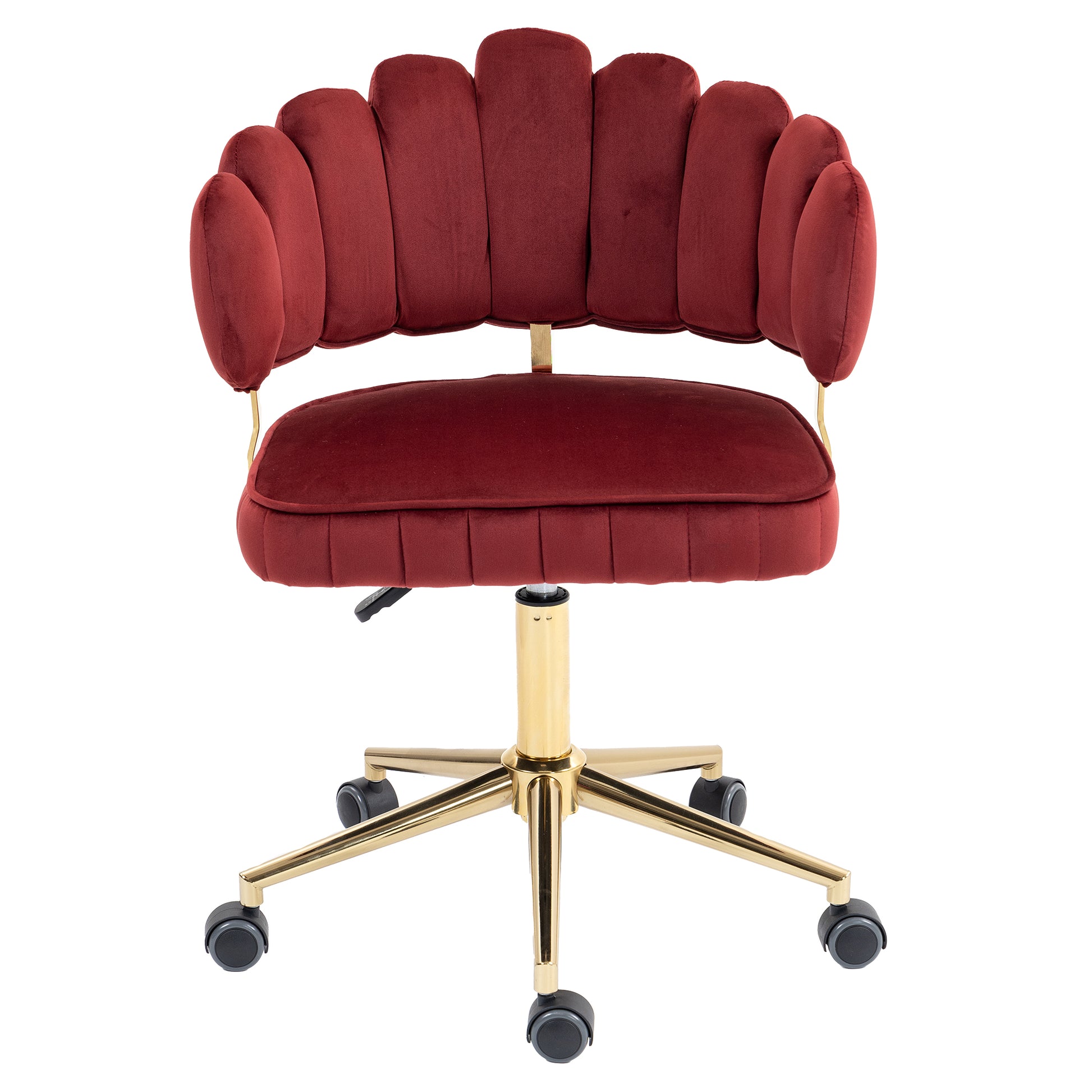 Coolmore Velvet Home Office Desk Chair, Modern Cute Computer Chair, Wheels Swivel Height Adjustable Swivel Task Chair For Home Office Wine Red Velvet Wine Red Primary Living Space Foam Velvet