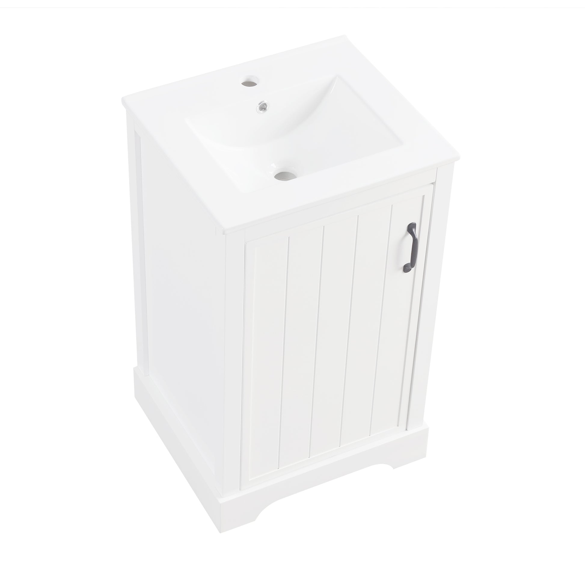 20" Bathroom Vanity With Sink, Bathroom Cabinet With Soft Closing Door, Storage Rack And Adjustable Shelve, White White Mdf