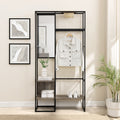 Modern Metal And Wood Hall Tree With Hanging Storage Grey Wash Gray Wash Mdf Mdf
