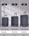 28 Inch Checked Travel Luggage With Tsa Lock&Spinner Wheels, Abs Pc Hardside Lightweight Suitcase Blue Abs Pc