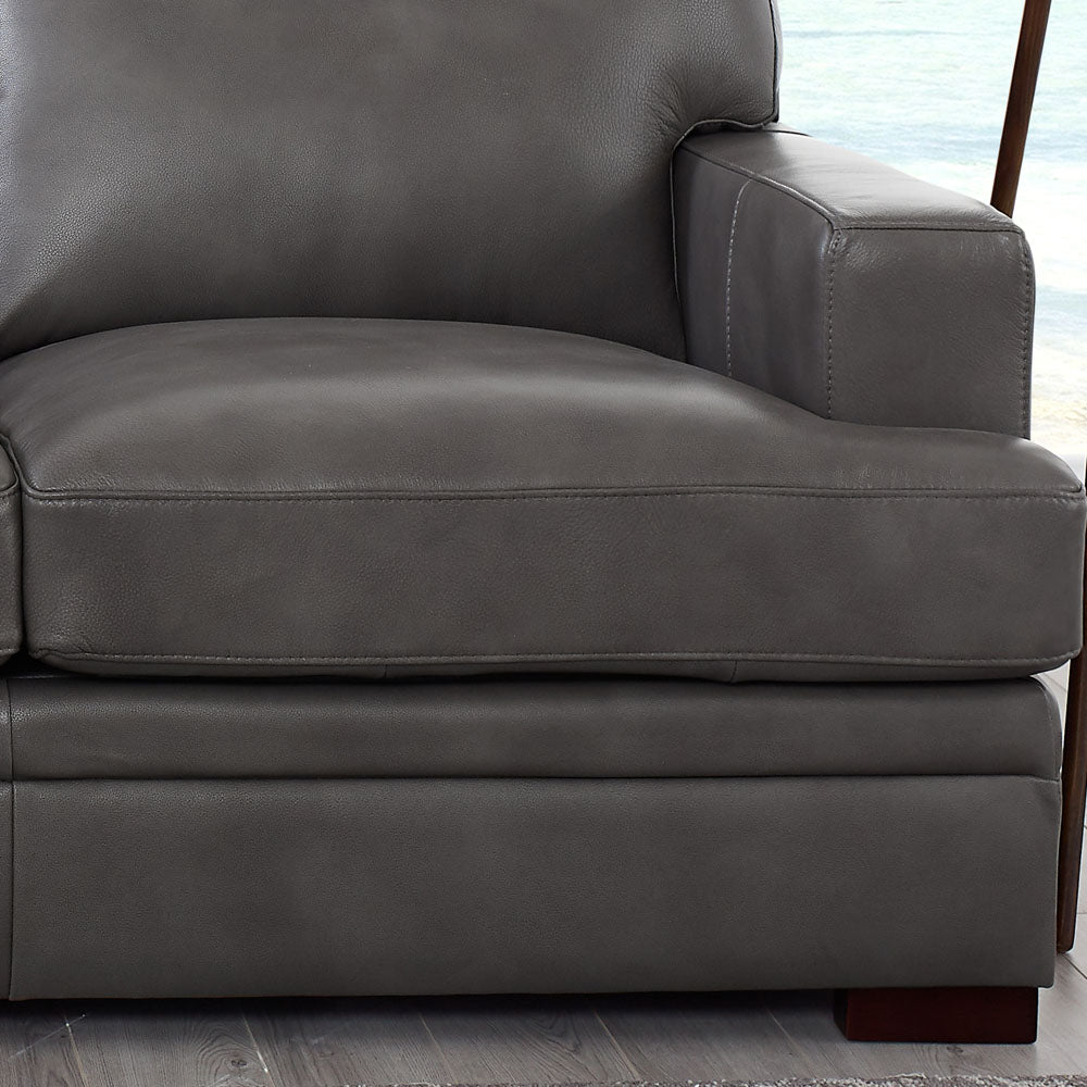 Georgia Leather Chair Light Gray Down Filling Genuine Leather