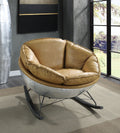 Pippin Rocking Chair, Morocco Top Grain Leather & Aluminum Finish Ac02583 Morocco Brown Metal