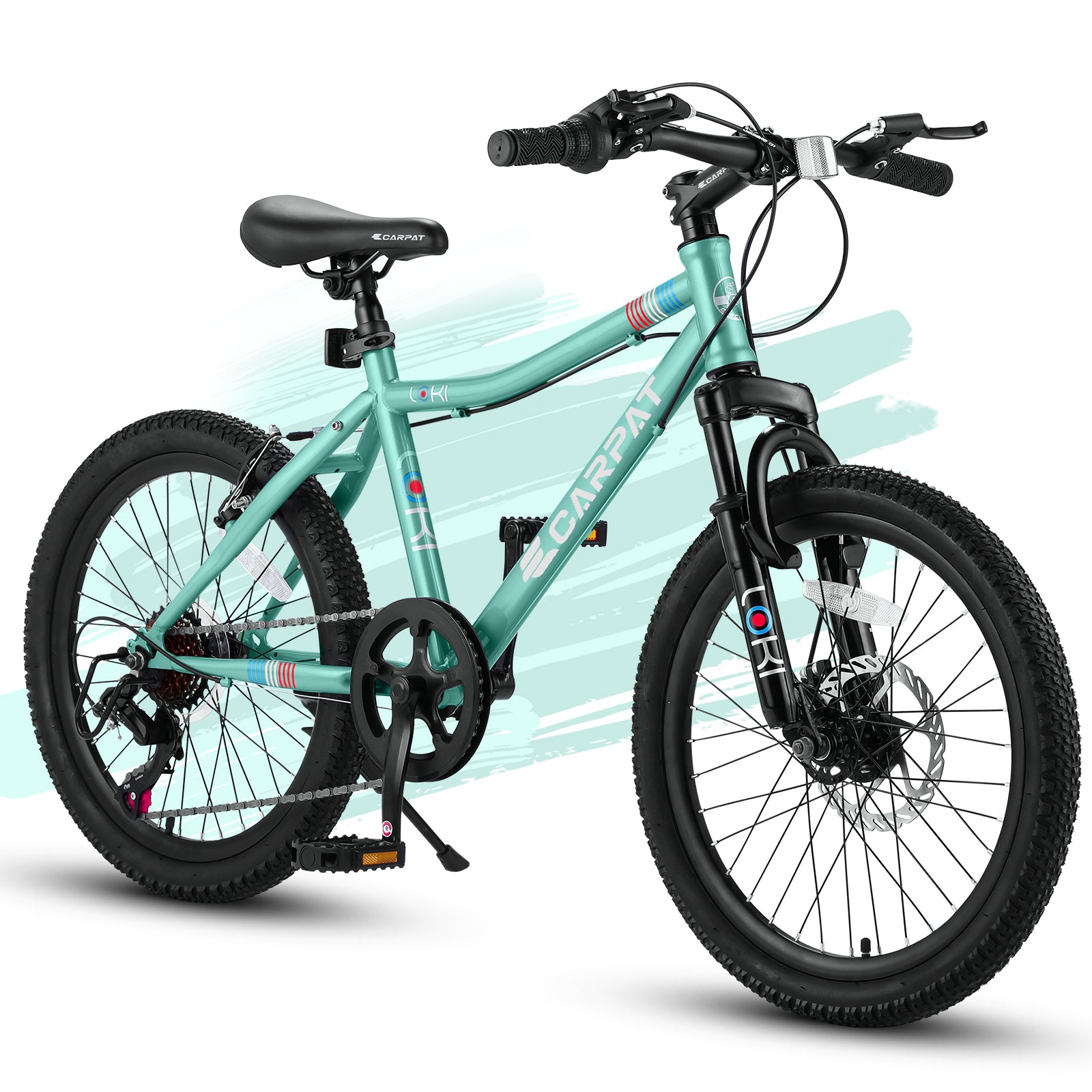 S20101 Ecarpat 20 Inch Kids Bike, Boys Girls Mountain Bike Ages 8 12, 7 Speed Teenager Children Kids' Bicycles, Front Suspension Disc Brake Rear V Brake, High Steel Frame Green 200 Lbs & Over Classic Polyurethane Foam 9 To 12 Years Steel Outdoor