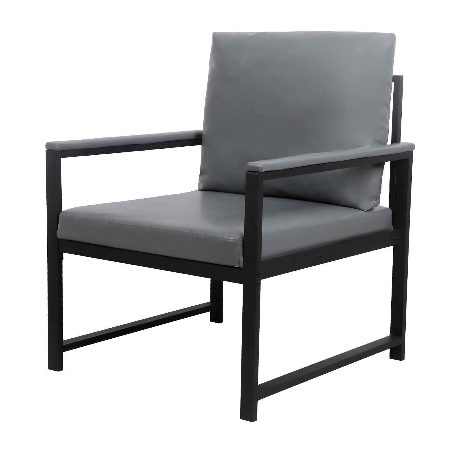 Lounge, Living Room, Office Or The Reception Area Pvc Leather Accent Arm Chair With Extra Thick Padded Backrest And Seat Cushion Sofa Chairs,Non Slip Adsorption Feet,Sturdy Metal Frame,Gray Gray Polyvinyl Chloride