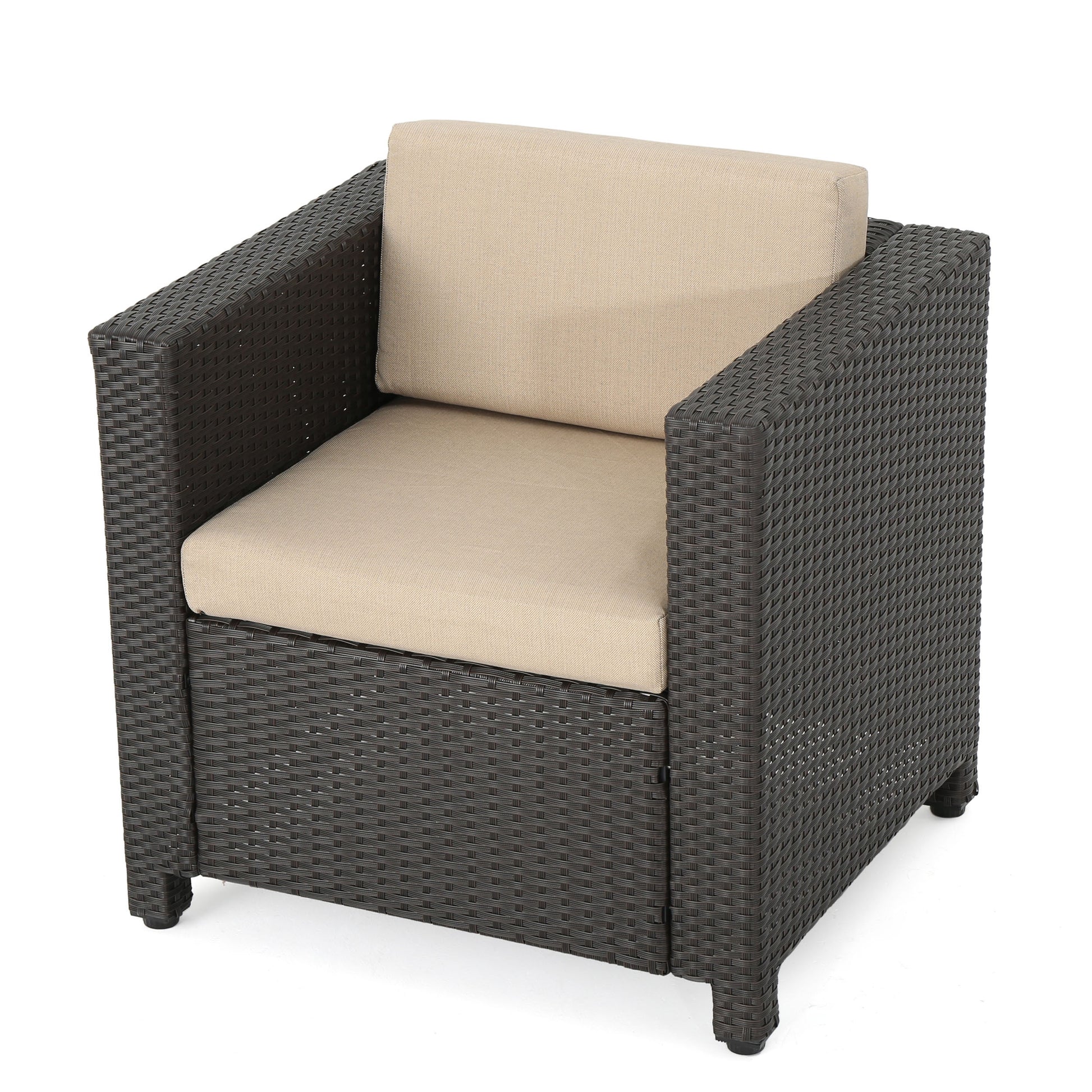 Club Chair Mp4 Brown Beige Rattan Metal