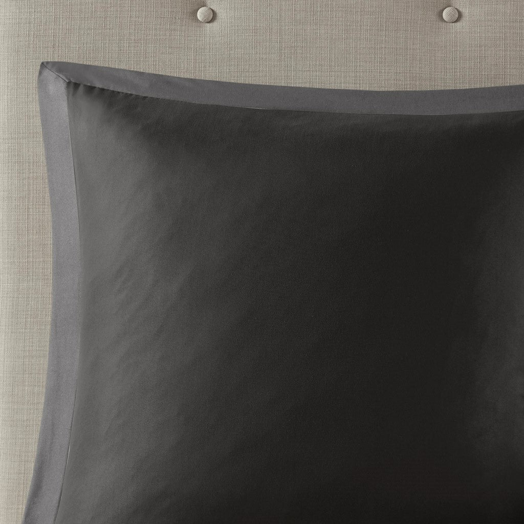 8 Piece Embroidered Comforter Set Dark Grey Queen Dark Grey Polyester