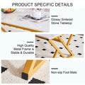0.4Inch Thick White Marble Patterned Rock Table, Easy To Clean, Paired With Golden Metal Legs, Sturdy And Durable. Large Size Can Meet Various Needs.Can Be Used As A Dining Table, Coffee Table.47*23.6 White Sintered Stone