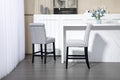 Counter Height Bar Stools Set Of 2 Tufted Linen Barstools Mid Century Wood Bar Stools With Back For Kitchen Island Indoor, Set Of 2 Gray Rubber Wood