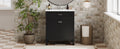 30 Inch Bathroom Vanity With Ceramic Basin, Soft Close Door And Adjustable Shelves Black Bathroom Solid Wood Mdf