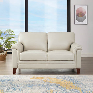 Westcott Leather Loveseat Beige Memory Foam Genuine Leather