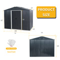 8Ft X 6Ft Outdoor Metal Storage Shed With Floor Base,Black Black Iron