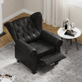 Modern Tufted Push Back Armchair Technical Leather Chair, Adjustable Single Sofa Chair With Sturdy Wood Legs For Bedroom, Living Room, Small Space Color:Black Black Primary Living Space Mid Century