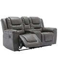 Home Theater Recliner Set Manual Recliner Chair With Wide Armrest, Two Built In Cup Holders For Living Room,Bedroom, Grey Grey Foam Pu