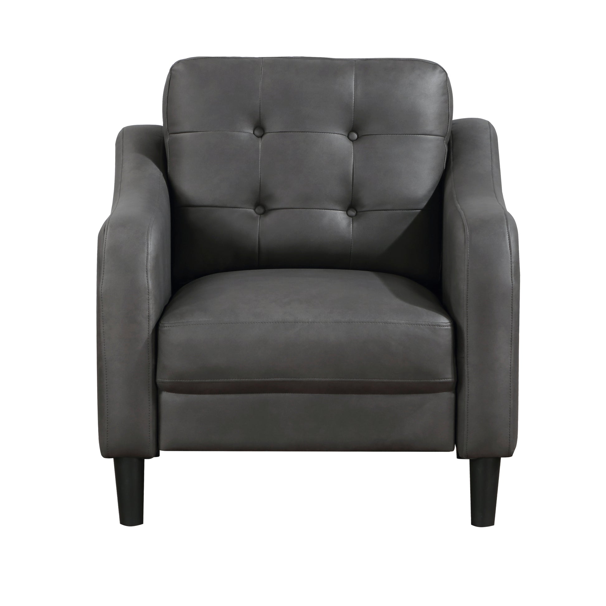 Gray Polished Microfiber Upholstered 1Pc Chair Button Tufted Contoured Arms Solid Wood Frame Casual Living Room Furniture Gray Primary Living Space Traditional,Transitional Solid Wood