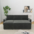 85 Inches Sofa Bed, 3 Seater Sleeper Sofa With Storage Chaise, Square Handrail With Pull And Copper Nail,Chenille Dark Grey, Pull Out Couch For Living Room Dark Grey Chenille 3 Seat